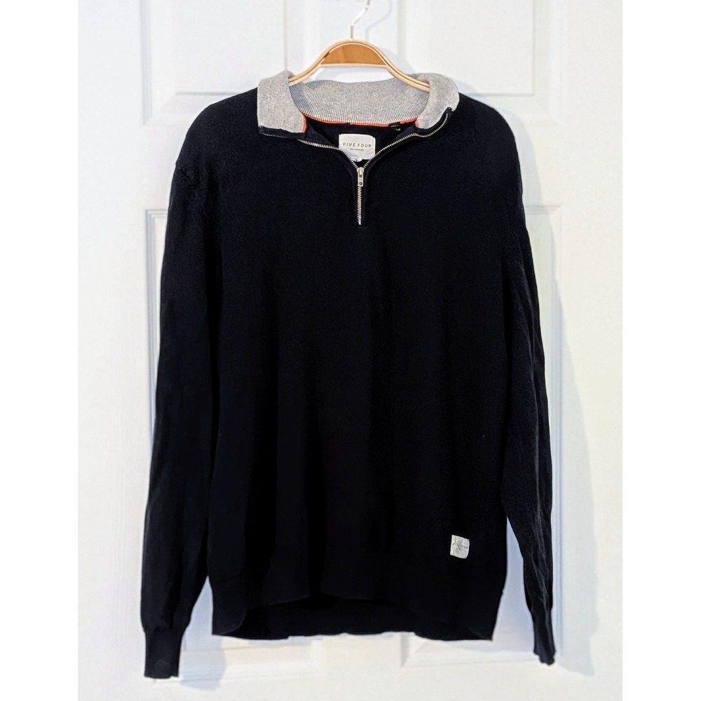 FIVE FOUR Los Angeles Mens‎ L Pullover Sweater 1/4 Zip Mock Neck Knit
